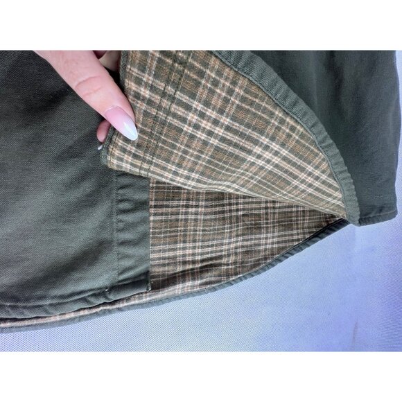 VTG Carhartt XL TALL Heavyweight Lined Button Shirt Jacket Green - Picture 5 of 6
